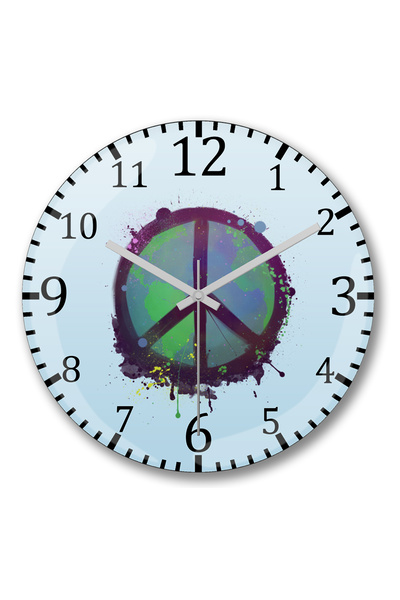 BASKI DÜNYASI ساعة حائط السلام من الزجاج الحقيقي المنحني