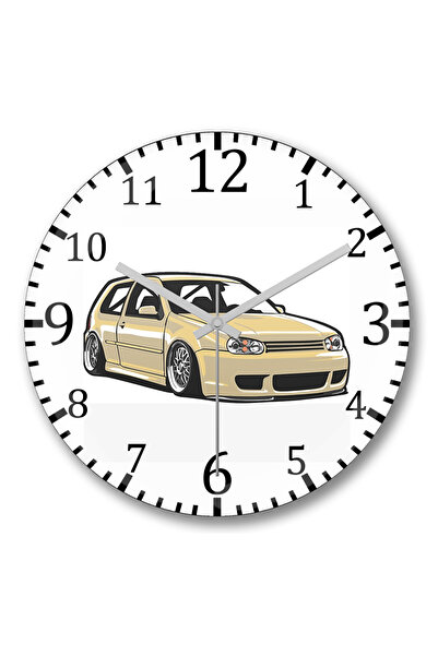 BASKI DÜNYASI Ρολόι τοίχου Stanced out Golf Mk4 Creme με κυρτό γυαλί από πραγ...