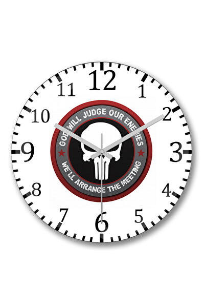 BASKI DÜNYASI ساعة الحائط من سلسلة Punısher Justiceiro من الزجاج الحقيقي المنحني