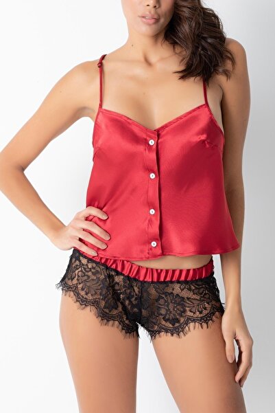 ZENCHES Σετ σορτς με δαντέλα με κουμπιά μπροστά