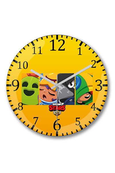 BASKI DÜNYASI ساعة حائط بشخصيات أسطورية من Brawl Stars، زجاج حقيقي منحني