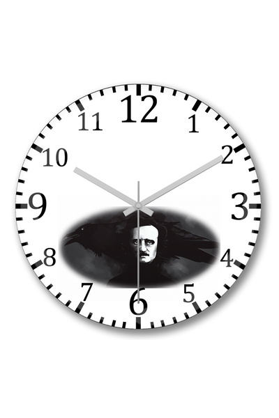BASKI DÜNYASI Ceas de perete Edgar Allan Poe din sticlă de veritabilă sticlă