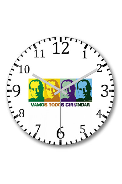 BASKI DÜNYASI ساعة حائط Vamos Todos Cir@ndar Popart من الزجاج الحقيقي المنحني