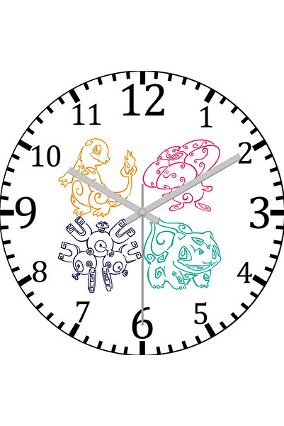 BASKI DÜNYASI ساعة حائط بالبازار بوكيمون جو بيكاتشو من الزجاج الحقيقي المنحني