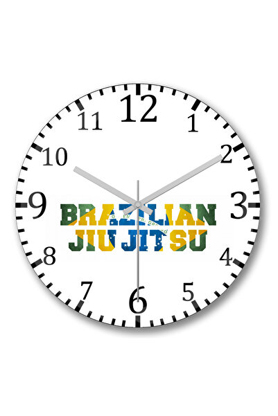 BASKI DÜNYASI ساعة حائط برازيلية جيو جيتسو من الزجاج الحقيقي المنحني