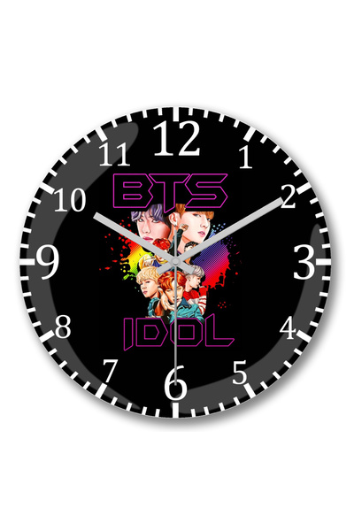 BASKI DÜNYASI Ceas de perete BTS Idol Bangtan Boys Kpop din sticlă autentică ...