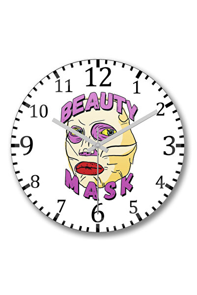 BASKI DÜNYASI ساعة حائط أليسا إدواردز بيوتي ماسك من الزجاج الحقيقي المنحني