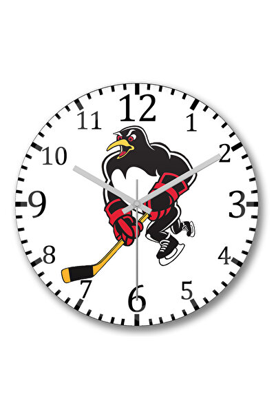 BASKI DÜNYASI Ceas de perete Black Pittsburgh Penguins din sticlă curbată