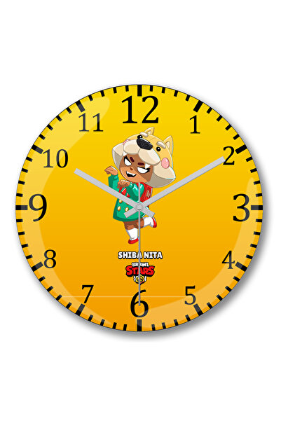BASKI DÜNYASI Ceas de perete Brawl Stars Shiba Nita din sticlă autentică bombată