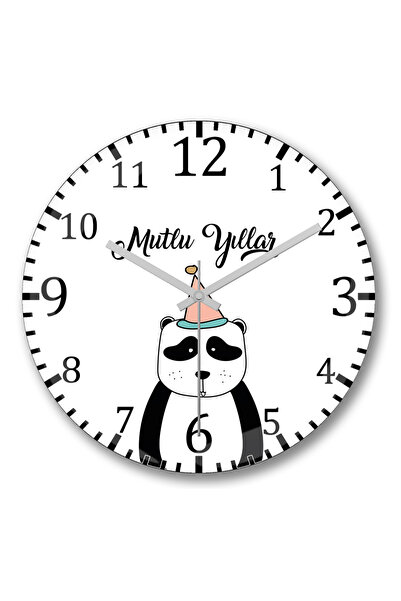 BASKI DÜNYASI Καλή χρονιά με το χαριτωμένο ρολόι τοίχου Panda, κυρτό από αληθ...