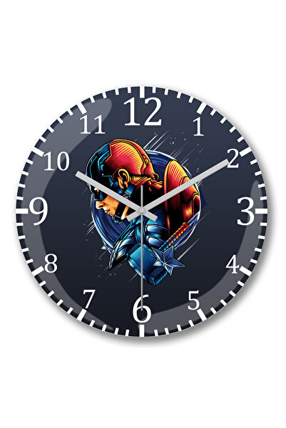 BASKI DÜNYASI ساعة حائط كابتن أمريكا من الزجاج الحقيقي المنحني