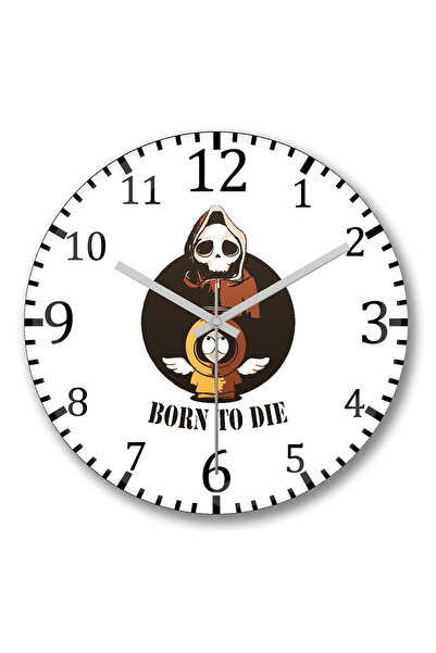 BASKI DÜNYASI ساعة حائط ساوث بارك كيني من الزجاج الحقيقي المنحني