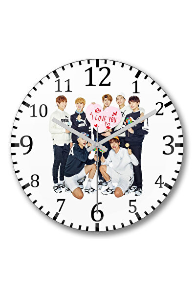 BASKI DÜNYASI Ceas de perete Bts I Love You Sticlă Reală Curbată