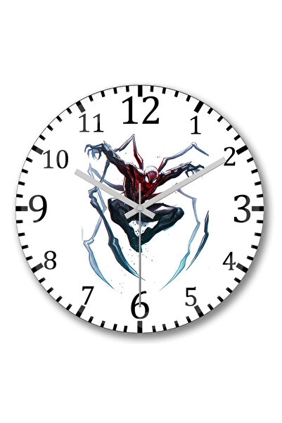 BASKI DÜNYASI ساعة حائط سبايدر مان من الزجاج الحقيقي المنحني
