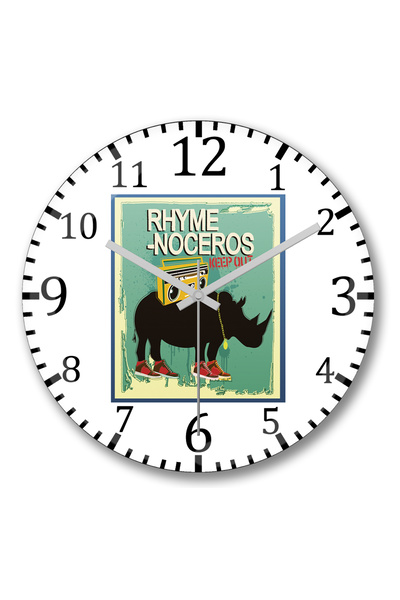 BASKI DÜNYASI Ceas de perete Rhyme Noceros din sticlă autentică bombată