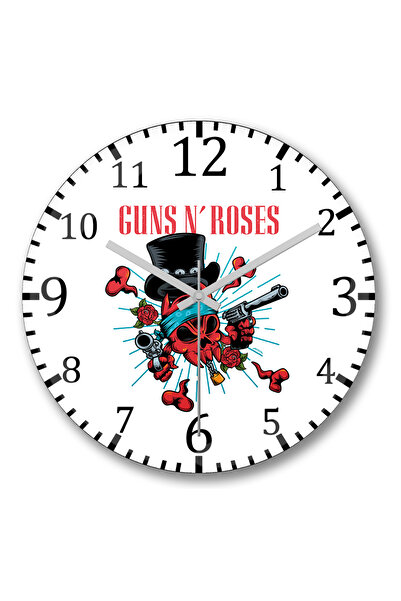 BASKI DÜNYASI Ceas de perete Guns Roses din sticlă autentică bombată