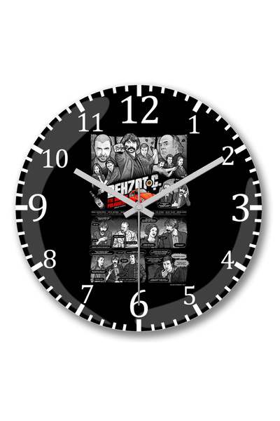 BASKI DÜNYASI ساعة حائط Behzat C من الزجاج الحقيقي المنحني