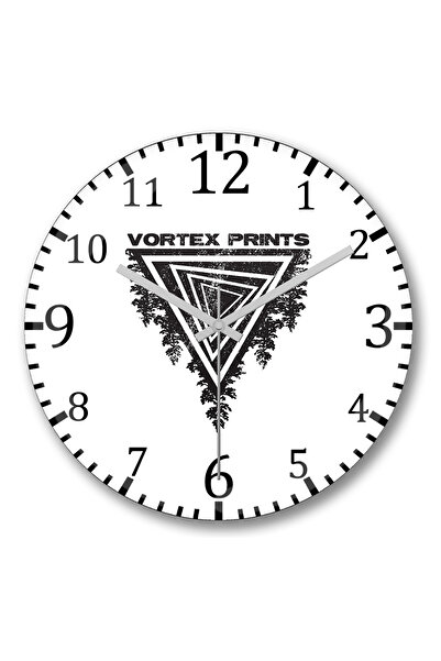 BASKI DÜNYASI Ceas de perete cu logo Vortex Prints din sticlă autentică