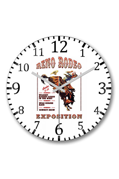 BASKI DÜNYASI ساعة حائط روديو رينو من الزجاج الحقيقي المنحني