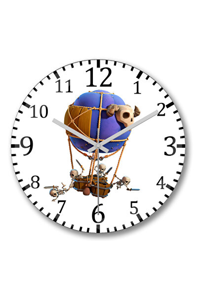 BASKI DÜNYASI Ceas de perete cu balon Clash of Clans din sticlă autentică