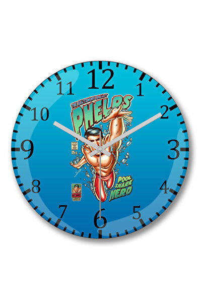 BASKI DÜNYASI ساعة حائط مايكل فيلبس ذا بالتيمور بوليت فيلبس من الزجاج الحقيقي المنحني