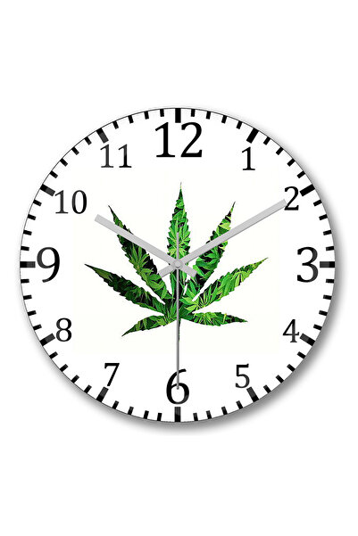 BASKI DÜNYASI Ceas de perete cu marihuana din sticlă autentică bombată