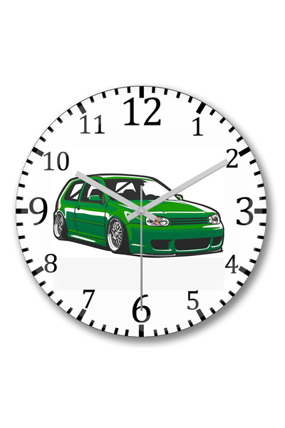 BASKI DÜNYASI ساعة حائط خضراء من الزجاج الحقيقي المنحني من Golf Mk4