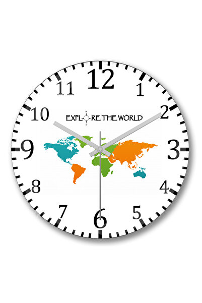 BASKI DÜNYASI استكشف ساعة الحائط العالمية من الزجاج الحقيقي المنحني