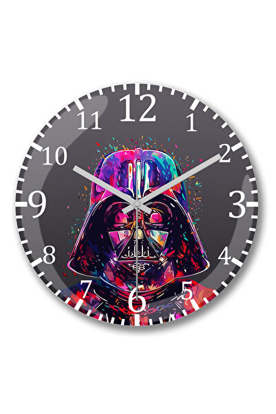 BASKI DÜNYASI Darth Vader Paint 2 Ceas de perete din sticlă autentică bombată