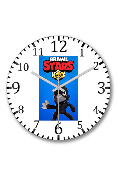 BASKI DÜNYASI ساعة حائط Brawl Stars Crow من الزجاج الحقيقي المنحني