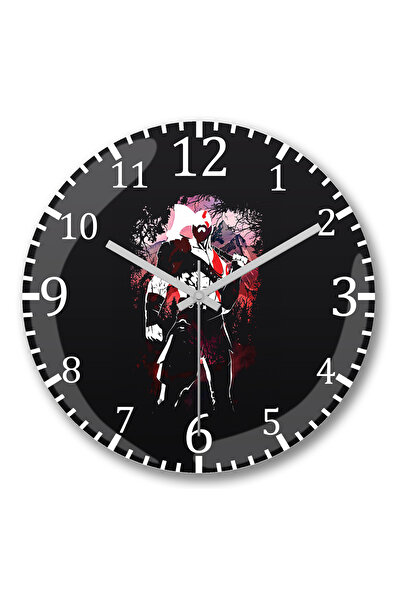 BASKI DÜNYASI ساعة حائط God Of War من الزجاج الحقيقي المنحني