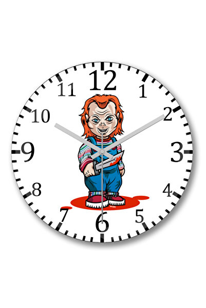 BASKI DÜNYASI ساعة حائط I Love Hugs Chuck من الزجاج الحقيقي المنحني