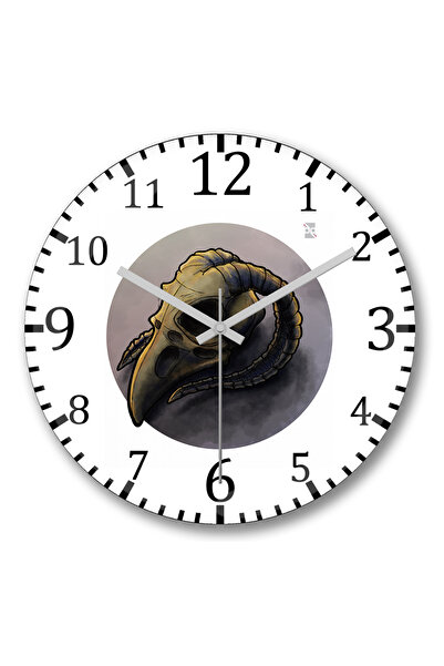 BASKI DÜNYASI Ceas de perete Skull Bird Branca din sticlă autentică bombată