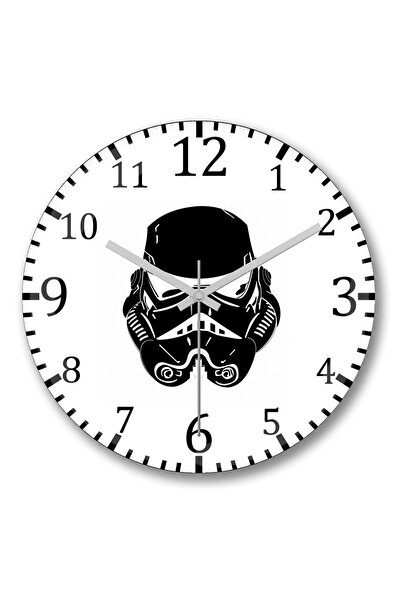 BASKI DÜNYASI ساعة حائط Stormtrooper من الزجاج الحقيقي المنحني
