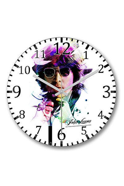 BASKI DÜNYASI ساعة حائط جون لينون 02 من الزجاج الحقيقي المنحني