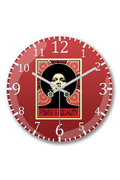 BASKI DÜNYASI ساعة حائط Power To The People من الزجاج الحقيقي المنحني