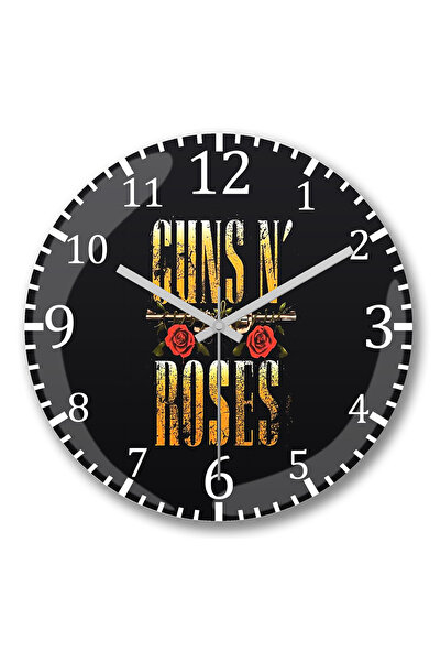 BASKI DÜNYASI Ceas de perete Guns N' Roses din sticlă autentică bombată
