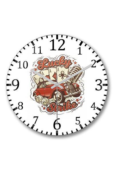 BASKI DÜNYASI ساعة حائط لاكي سترايك من الزجاج الحقيقي المنحني