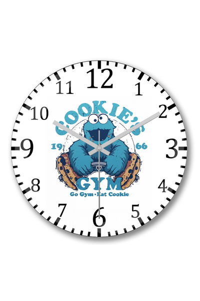 BASKI DÜNYASI Ceas de perete Cookie's Gym 1966 Cookie Monster din sticlă aute...