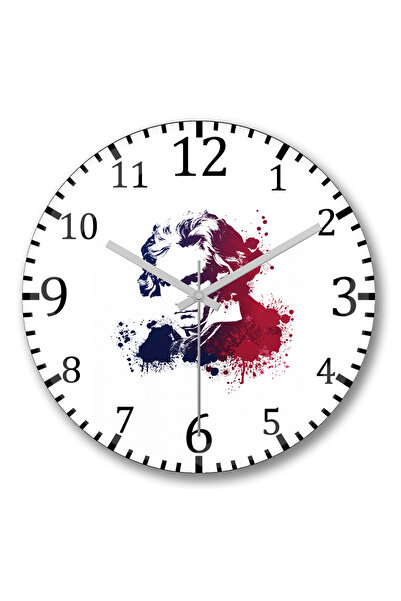 BASKI DÜNYASI ساعة حائط بي ثوفن من الزجاج الحقيقي المنحني