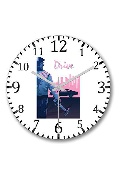 BASKI DÜNYASI ساعة حائط رايان جوسلينج درايف من الزجاج الحقيقي المنحني