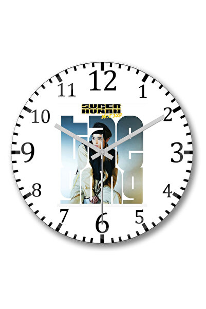 BASKI DÜNYASI NCT 127 Taeyong We Are Superhuman ساعة حائط من الزجاج الحقيقي المنحني