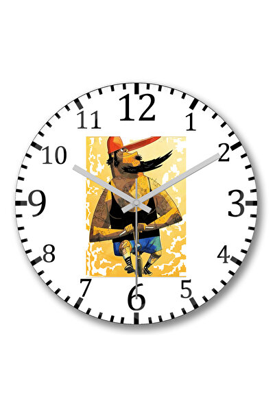 BASKI DÜNYASI ساعة حائط للياقة البدنية للأولاد من الزجاج الحقيقي المنحني