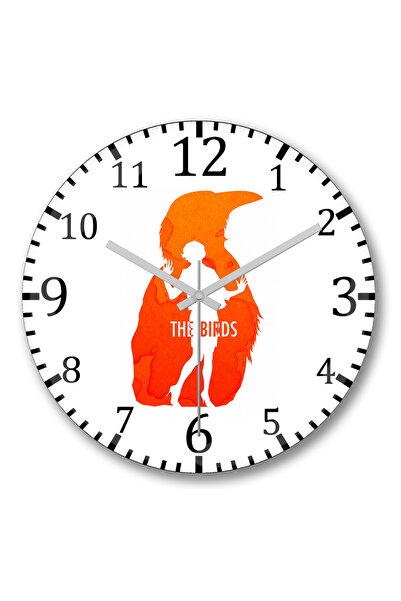 BASKI DÜNYASI ساعة حائط Os Passaros The Birds من الزجاج الحقيقي المنحني