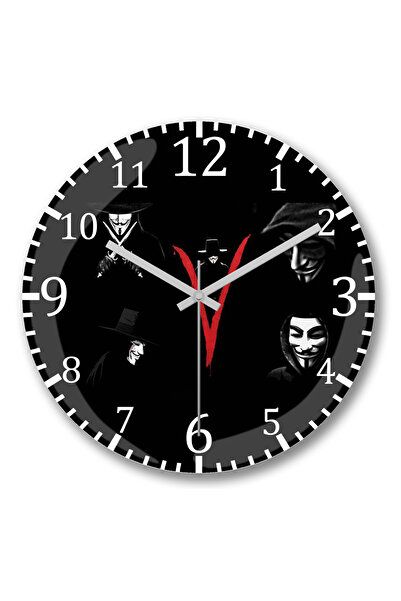 BASKI DÜNYASI Ceas de perete V pentru Vendetta Blood in V din sticlă autentic...
