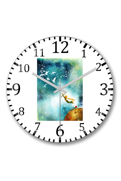 BASKI DÜNYASI Le Petit Prince Ceas de perete Micul Prinț Sticlă Reală Curbată