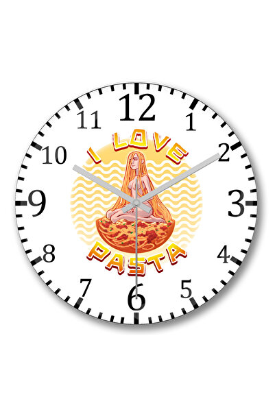 BASKI DÜNYASI Ceas de perete I Love Pasta din sticlă autentică bombată