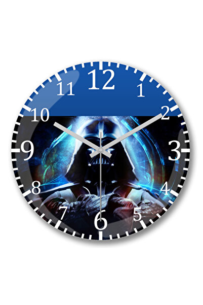 BASKI DÜNYASI ساعة حائط مصورة من ستار وورز ''دارث فيدر'' من الزجاج الحقيقي المنحني
