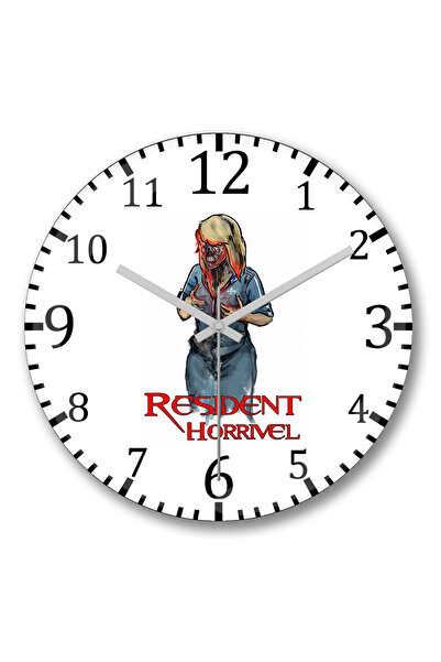 BASKI DÜNYASI ساعة حائط Resident Horrível من الزجاج الحقيقي المنحني