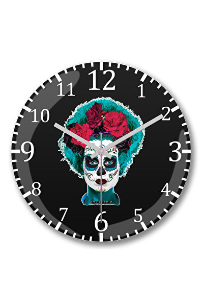BASKI DÜNYASI ساعة حائط يوم العروس الميتة من الزجاج الحقيقي المنحني